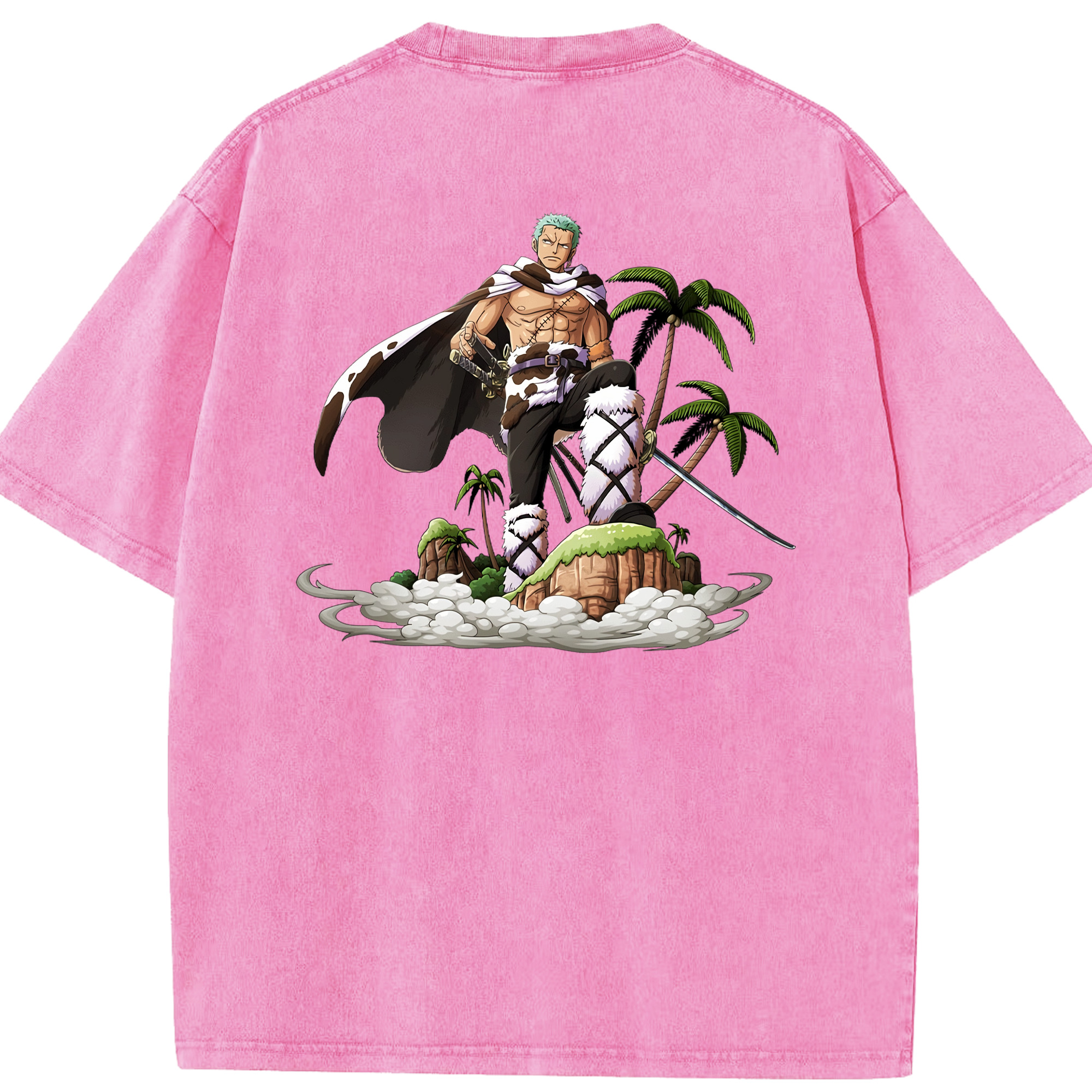 ワンピース ロロノア・ゾロ ONE PIECE Roronoa Zoro 綿100% ヴィンテージ風 半袖Tシャツ（背面プリント）
